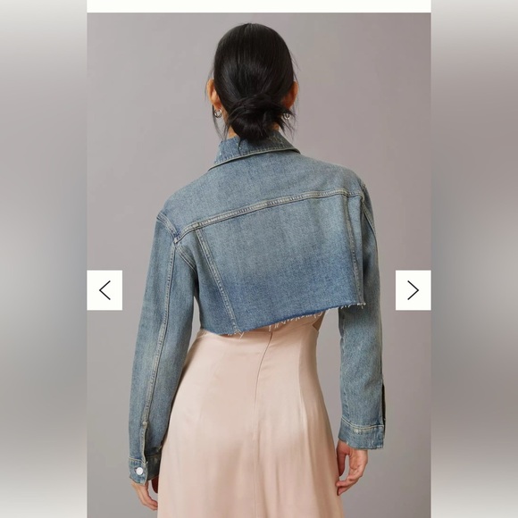 NEW Anthropologie Pilcro Ultra-Crop Mini Trucker Denim Jacket Medium MSRP $140 - Picture 3 of 13